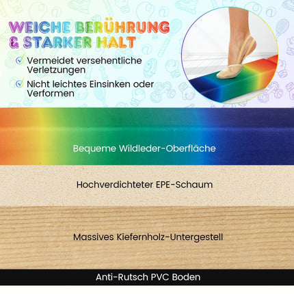 Klappbarer Turn-Schwebebalken, 210cm, Wildleder-Optik