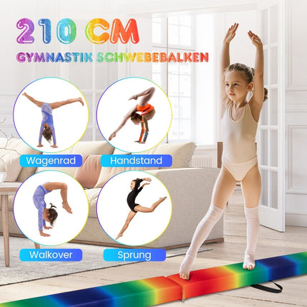 Klappbarer Turn-Schwebebalken, 210cm, Wildleder-Optik