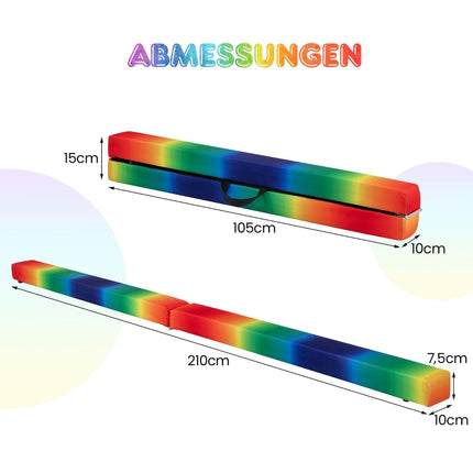 Klappbarer Turn-Schwebebalken, 210cm, Wildleder-Optik