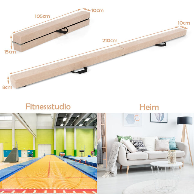 Foldable Gymnastics Balance Beam, 210cm, Suede-Like Surface
