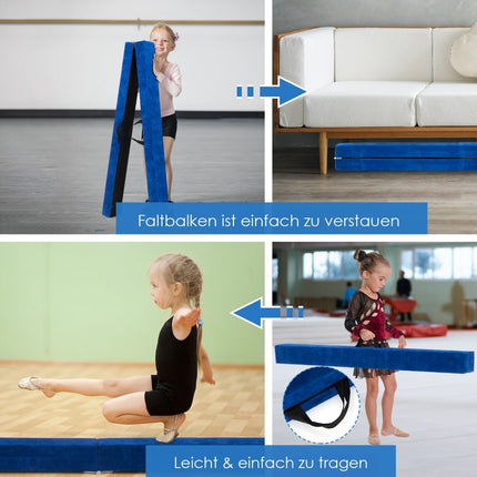Foldable Gymnastics Balance Beam, 210cm, Suede-Like Surface
