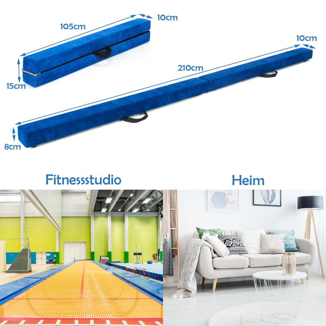 Foldable Gymnastics Balance Beam, 210cm, Suede-Like Surface