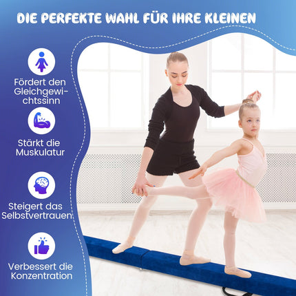 Klappbarer Gymnastik-Schwebebalken für Kinder, 270 cm, Blau