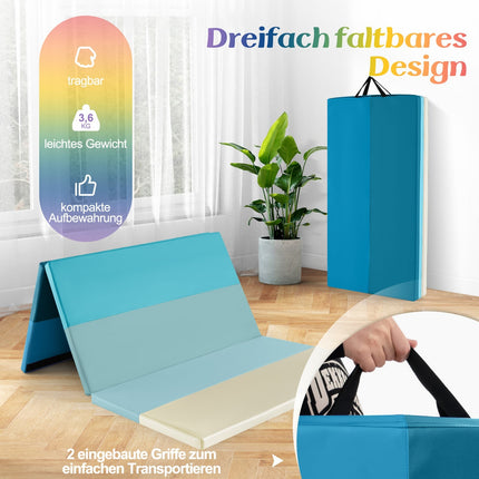 Foldable Gymnastics Mat 180x120 cm, Blue, PU Foam