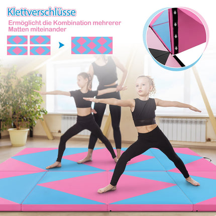Faltbare Gymnastikmatte, 240x117x5cm, Pink/Blau