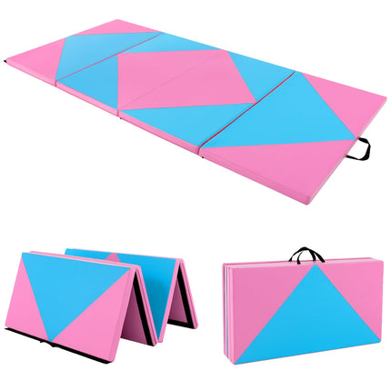Faltbare Gymnastikmatte, 240x117x5cm, Pink/Blau