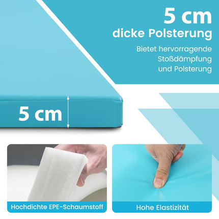 Faltbare Gymnastikmatte, 300x117x5 cm, Hellblau