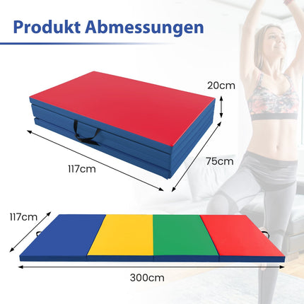 Klappbare Gymnastikmatte, 300x117x5 cm, PU-Leder