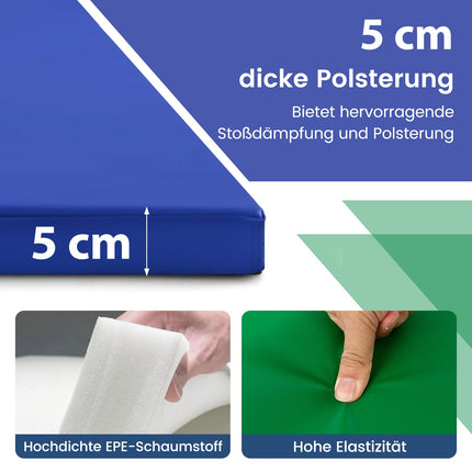 Klappbare Gymnastikmatte, 300x117x5 cm, PU-Leder