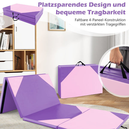 Foldable Gymnastics Mat, Faux Leather, 300x117x5 cm, Purple