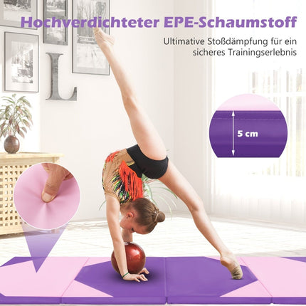Foldable Gymnastics Mat, Faux Leather, 300x117x5 cm, Purple