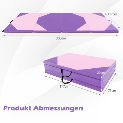 Foldable Gymnastics Mat, Faux Leather, 300x117x5 cm, Purple