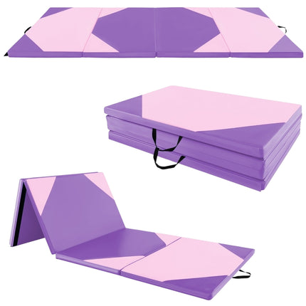 Foldable Gymnastics Mat, Faux Leather, 300x117x5 cm, Purple