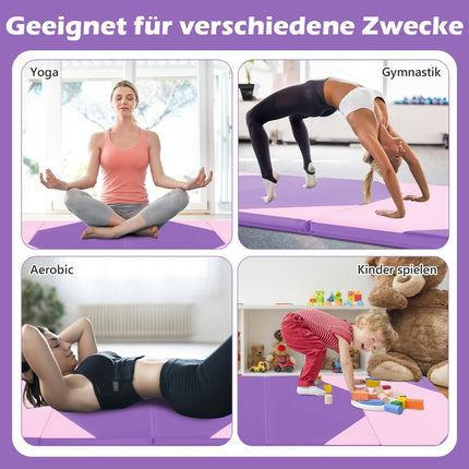 Foldable Gymnastics Mat, Faux Leather, 300x117x5 cm, Purple