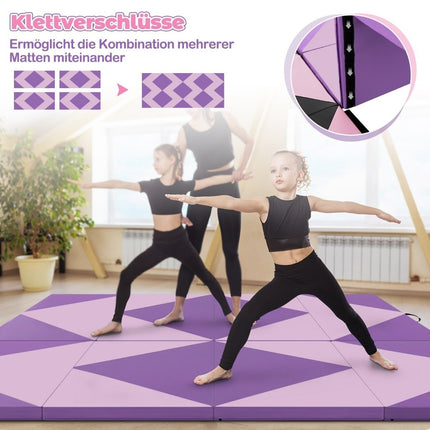 Foldable Gymnastics Mat, Portable, 240x117x5 cm, Purple