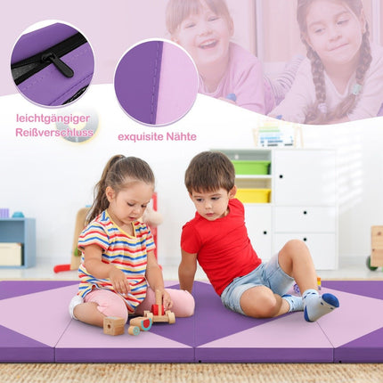 Foldable Gymnastics Mat, Portable, 240x117x5 cm, Purple