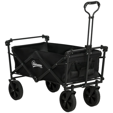 Chariot pliable, chariot de transport avec pare-soleil, chariot avec poignée, chariot de jardin avec sac de transport, capacité de charge jusqu'à 110 kg, Oxford, noir