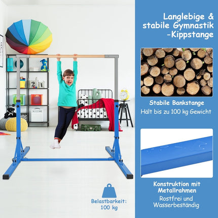 Foldable Kids Gymnastics Bar, Adjustable Height, Blue