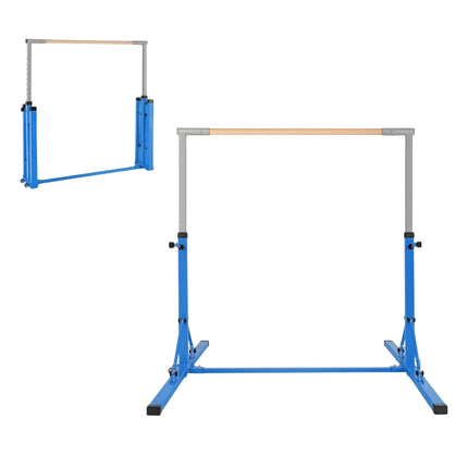Foldable Kids Gymnastics Bar, Adjustable Height, Blue