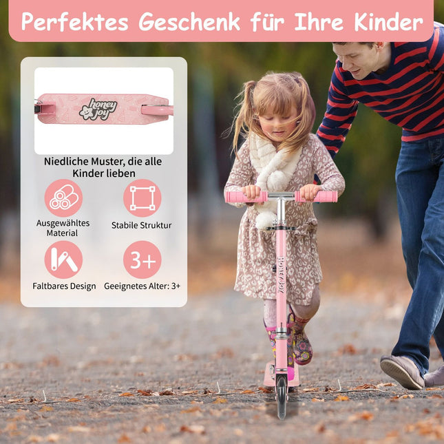 Zusammenklappbarer Kinderroller mit LED-Rädern, verstellbarer Lenker