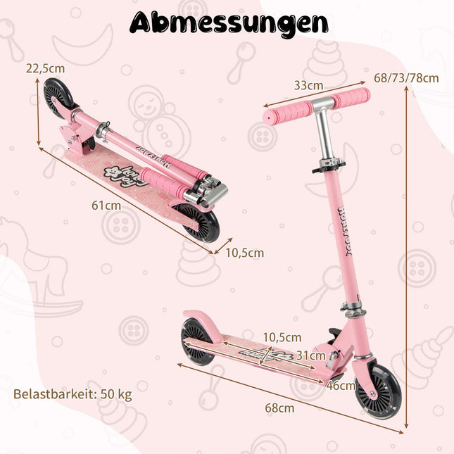 Zusammenklappbarer Kinderroller mit LED-Rädern, verstellbarer Lenker