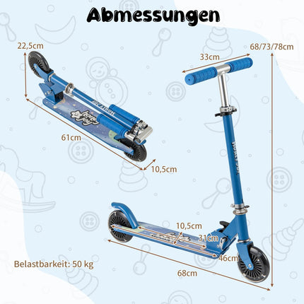 Foldable Kids Scooter with LED Wheels and Adjustable Handlebar