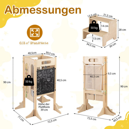 Foldable Learning Tower with Blackboard & Safety Net