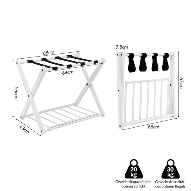 Faltbares Kofferablagen-Set, 2-stöckig, Eisen, 60kg Tragkraft