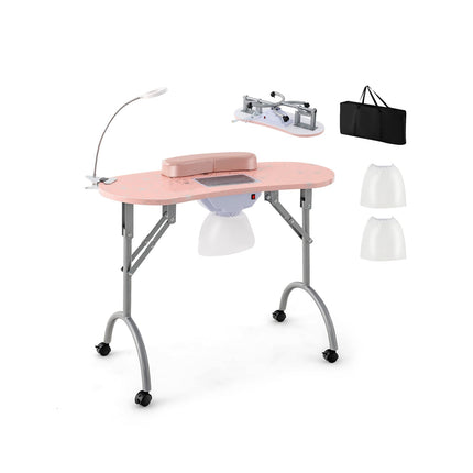 Klappbarer Manikürtisch mit Staubabsaugung & LED-Lampe