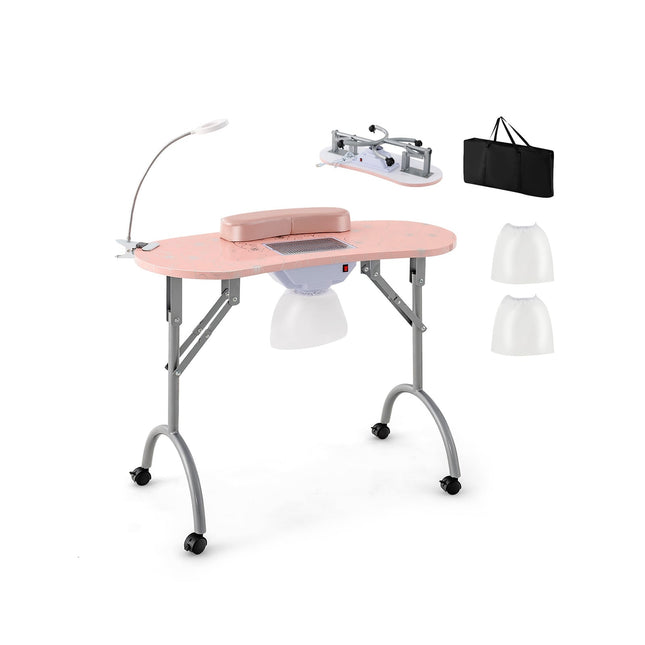 Klappbarer Manikürtisch mit Staubabsaugung & LED-Lampe