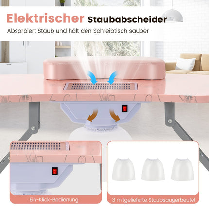 Klappbarer Manikürtisch mit Staubabsaugung & LED-Lampe