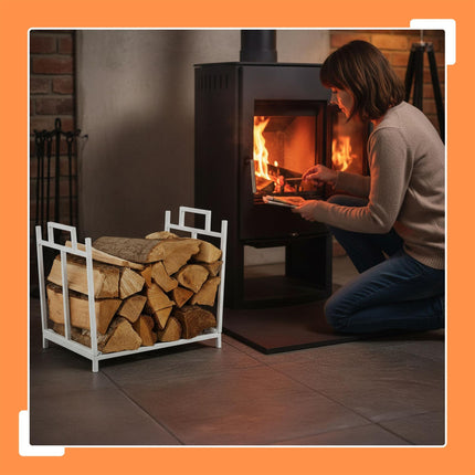 Foldable Metal Log Rack – Space-Saving Firewood Storage