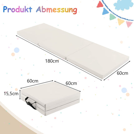 Foldable Non-Slip Gymnastics Mat, 180x60x5 cm, Gray-Beige