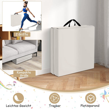 Foldable Non-Slip Gymnastics Mat, 180x60x5 cm, Gray-Beige
