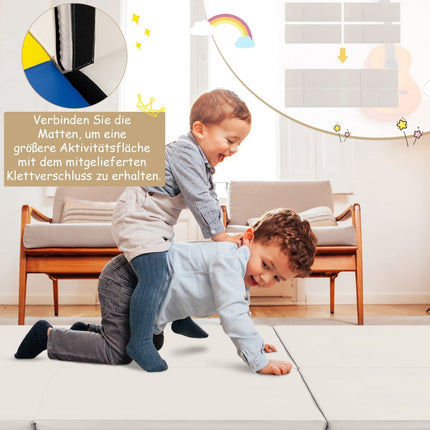 Foldable Non-Slip Gymnastics Mat, 180x60x5 cm, Gray-Beige