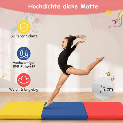 Skládací protiskluzová gymnastická žíněnka s držadly, 180x60 cm