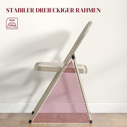Klappbare Polsterstühle, 4er-Set – Stahlgestell, Beige