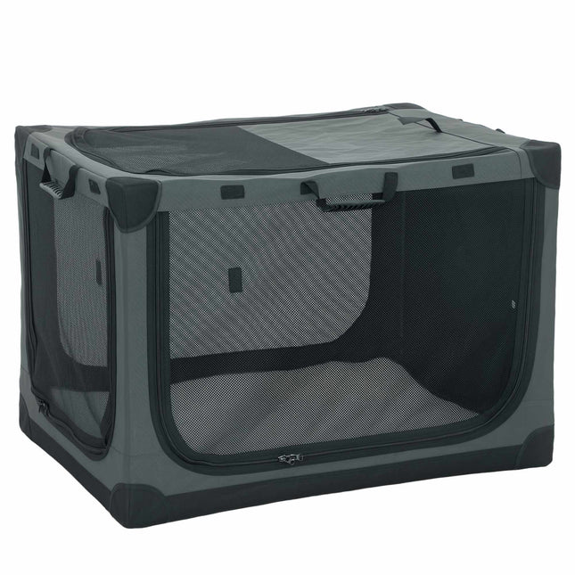 Faltbare Haustiertransportbox, 600D-Gewebe, 90x64x64 cm, Grün