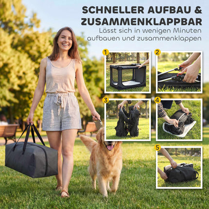 Faltbare Haustiertransportbox, 600D-Gewebe, 90x64x64 cm, Grün