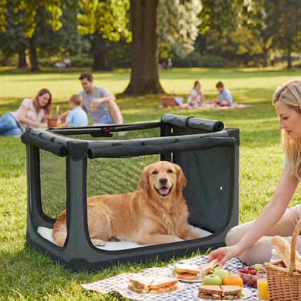 Faltbare Haustiertransportbox, 600D-Gewebe, 90x64x64 cm, Grün