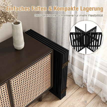 Foldable Pet Gate – 4 Panels, MDF, 203 x 60 cm, Brown