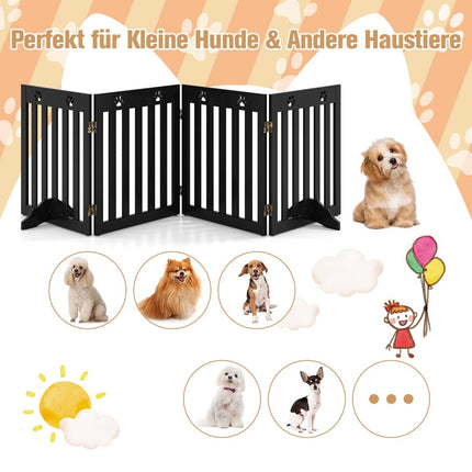Foldable Pet Gate – 4 Panels, MDF, 203 x 60 cm, Brown
