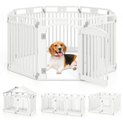 Foldable Pet Playpen with 8 Panels and Lockable Door