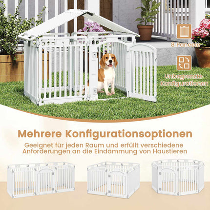 Foldable Pet Playpen with 8 Panels and Lockable Door