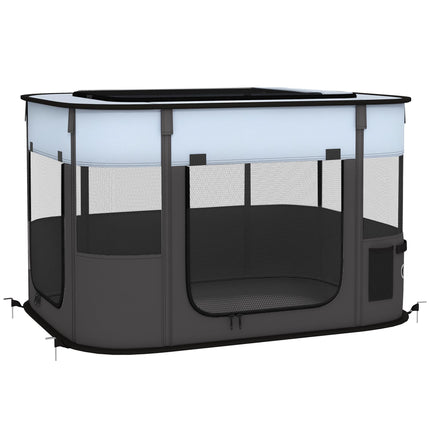Foldable Pet Playpen with Storage Bag, 84 x 64 x 53 cm, Grey