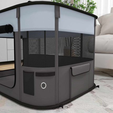 Foldable Pet Playpen with Storage Bag, 84 x 64 x 53 cm, Grey