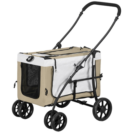 Collapsible Pet Stroller - Removable Bag, 4-Wheel Brakes