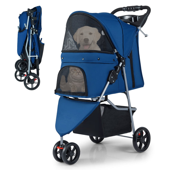 Faltbarer Haustierkinderwagen mit verstellbarem Verdeck, Blau