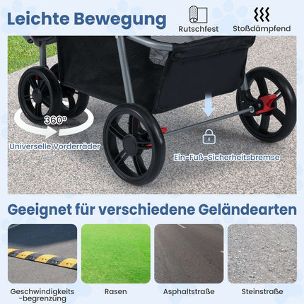Faltbarer Haustierkinderwagen mit verstellbarem Verdeck, Blau