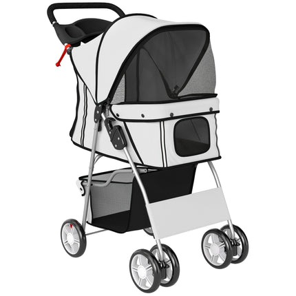 Faltbarer Tierkinderwagen mit Reflektorstreifen, Grau